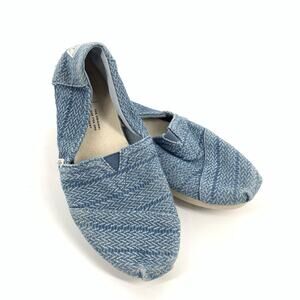 Toms Alpargata Classic Herringbone Woven Slip On Ballet Flats Size 6 Light Blue